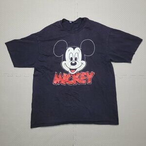 Vintage Mickey Mouse T-shirt Mens OSFA Size L-XL Black Disney USA